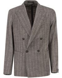 Tagliatore - Chaqueta Cruzada De Alpaca Y Lino - Lyst
