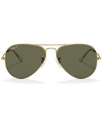 Ray-Ban - Sonnenbrille Rb3025 001/58 Aviator Gradient Gold/Grün G 15 Unisex Polarisiert - Lyst