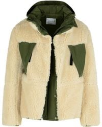 Sacai - Chaqueta de mezcla de lana beige de 'Sherling' - Lyst
