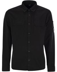 C.P. Company - Organic Gabardine Buttoned Lens Shirt - Lyst