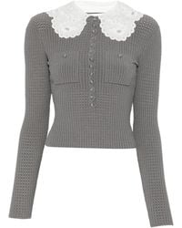 Self-Portrait - Lace Collar Knit Top - Lyst