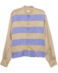 Dries Van Noten - Horizontally Striped Shirt With Band Collar - Lyst