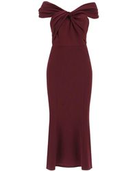 Roland Mouret - Stretch Cady Midi Dress With Twisted Detail - Lyst