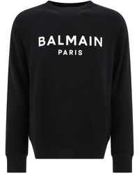 Balmain - Classic Logo Print Sweatshirt In Black - Lyst