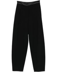 Emporio Armani - Satin-Trim Tapered Trousers - Lyst