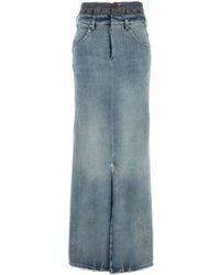 Maison Margiela - Layered Denim Maxi Skirt With Front - Lyst