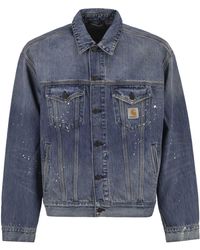 Carhartt - Washed Denim Jacket With Paint Splatter Details - Lyst