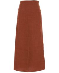 LeKasha - Brick Linen Haifal Skirt - Lyst