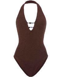 Hunza G - Adriana Beaded Swim Metallic Crinkle - Lyst