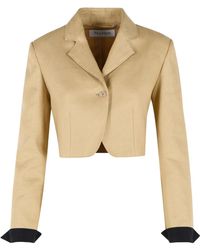 Max Mara - 'buono' Diagonale Cropped Jas In Kameellinnen - Lyst