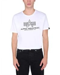 Alpha Industries - T Shirt With Embroidered Logo - Lyst