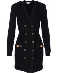 Elisabetta Franchi - Ribgebreide Mini-Jurk Met Draaislot - Lyst