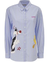 MC2 Saint Barth - Brigitte Striped Cotton Shirt With Looney Tunes Print - Lyst