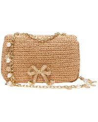 Self-Portrait - Zelfportret Raffia Boog Crossbody Tas - Lyst