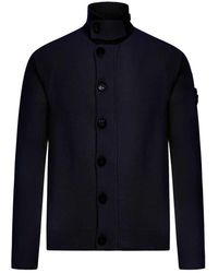Stone Island - Pull En Maille Côtelée À Boutonnière - Lyst