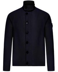 Stone Island - High-Neck Wool Cardigan - Lyst
