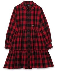 DSquared² - Abito Quadri Con Bottoni E Colletto - Lyst