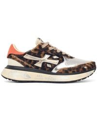 Premiata - Leopard-Print Calf Leather Low-Top Sneakers - Lyst