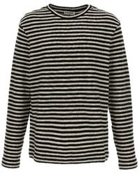 Jil Sander - Gestreepte Wol Compact Jersey T -shirt - Lyst