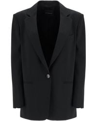 ANDAMANE - El Blazer Andamane en PoliDere e Lana Nero de gran tamaño Monopetto Con Scollo A V - Lyst