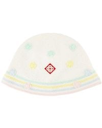 CASABLANCA - Accessoires ,Wit ,Geborduurde Bloem Bucket Hat - Lyst