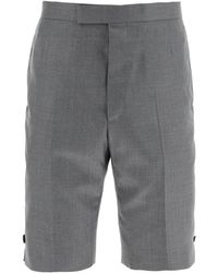 Thom Browne - Pantalones cortos de lana de Super 120 con correa trasera - Lyst