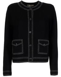 Tory Burch - Topstitch Wool Cardigan - Lyst