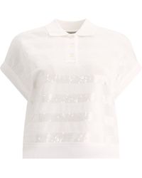 Brunello Cucinelli - Cotton Piqué Polo Shirt With Dazzling Stripes - Lyst