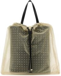 McQueen - Two-Tone Leather Tulle Shopping Tote - Lyst