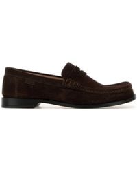 Loewe - Dark Suede Loafers - Lyst