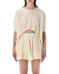 120% Lino - Cropped Linen Blouse - Lyst