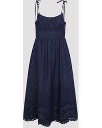 Zimmermann - Ink Mahon Denim Broderie Midi Dress - Lyst