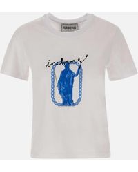 Iceberg - Weißes T-Shirt Aus Baumwolljersey Mit Roma-Print - Lyst