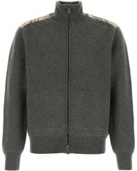 Burberry - Dark Grey Wool Blend Cardigan - Lyst