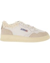 Autry - Medalist Leather Trainers With Shearling Trim - Lyst