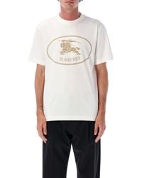 Burberry - Chalk Cotton Knight Stamp T-Shirt - Lyst