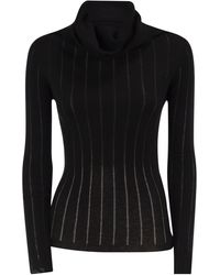 Max Mara - Maxmara Studio Mstbadesse – Fitted Silk And Wool Ribbed Turtleneck - Lyst