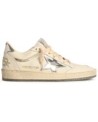 Golden Goose - 'ball Star' White Lear Sneakers Met Silver Star En Heel - Lyst