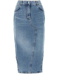 Givenchy - Denim Midi Skirt - Lyst
