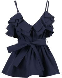 P.A.R.O.S.H. - Sleeveless Peplum Layered Blouse - Lyst