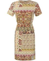 Etro - Jersey -jurk Met Patchwork Print - Lyst