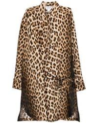 Sportmax - Mini-Jurk Met Luipaardprint En Kant - Lyst