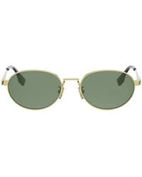 Fendi - Sky Gold Ovale Sonnenbrille - Lyst