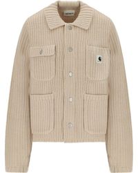Carhartt - Ribbed Knit Cardigan With Shirt Collar And Front Pockets - Lyst