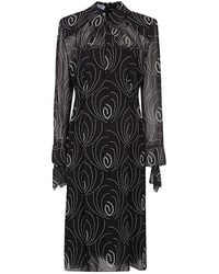 Prada - Printed Silk Blend Dress - Lyst