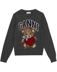 Ganni - Embroidered Logo Jumper - Lyst