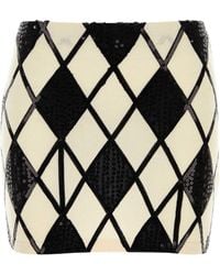 Blumarine - Embroidered Wool Blend Mini Skirt - Lyst