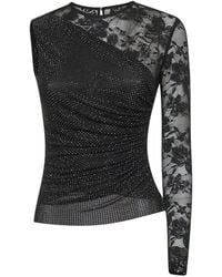 Self-Portrait - One Shoulder Floral Lace Top - Lyst