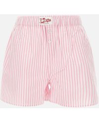 Mc2 Saint Barth - Striped Cotton Boxy Shorts - Lyst