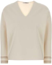 Max Mara - Ivory Stretch Wool Blend Undici Sweater - Lyst